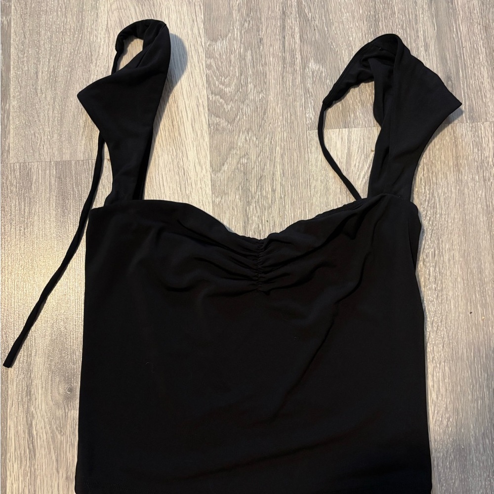 Garage Black Ruched Bodysuit